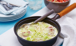 Lyr med purre i kremet saus