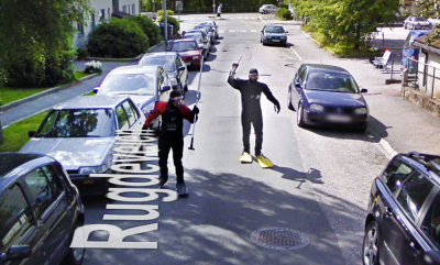 Da dykkere jaget Google-bilen